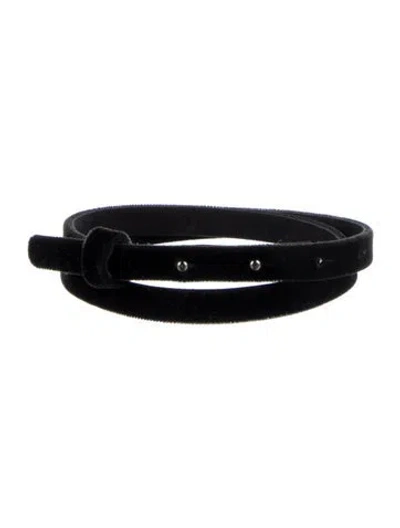 Pre-owned Max Mara Skinny Velvet Waist Belt In Black