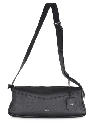 Max Mara Skippers Textured-leather Shoulder Bag In Black