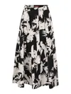 Max Mara Floral-print Pleated Skirt In Black