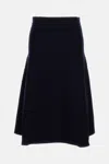 Max Mara High-waisted Flared Skirt With Smooth Finish In Blue
