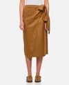 Max Mara Tequila Skirt In Linen And Silk Twill In Brown