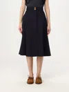 Max Mara Flared High-waisted A-line Skirt Button Belt In Blue