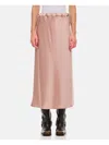 Max Mara Editore Drawstring Satin Midi Skirt In Puder