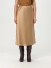 Max Mara Satin Midi Skirt Elastic Waistband In Gold