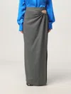 Max Mara High-waisted Cut-out Skirt With Asymmetrical Slit In Gray