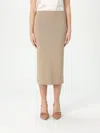 Max Mara Ribbed Texture Midi Length Elastic Waistband Skirt In Rope