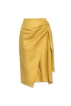 Max Mara Wrap Midi Skirt With High Waist Bow In Yellow