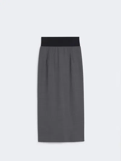 Max Mara Skirt With A High-cut Elasticated Waist In Gray