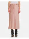 Max Mara Editore Drawstring Satin Midi Skirt In Pink