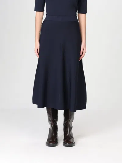 Max Mara Knitted A-line Midi Skirt In Blue