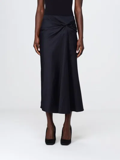 Max Mara Paggi Gathered Cotton-blend Midi Skirt In Blue
