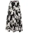 Max Mara Floral-print Pleated Skirt In Black