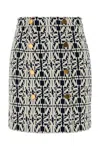 Max Mara Black And White Jacquard Riber Miniskirt In Blue White