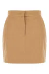 Max Mara Wool High Waist Mini Skirt With Button Detail In Brown