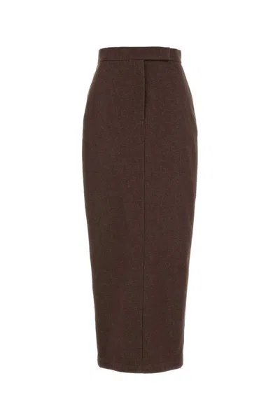 Max Mara Brown Cotton Pianosa Skirt