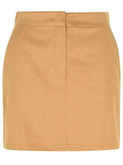 Max Mara Ancella Straight Hem Mini Skirt In Brown