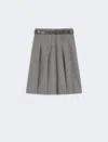 Max Mara Gimmy Pleated Belted Skirt In Gray
