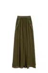 Max Mara Jedy' Khaki Green Silk Skirt In Green