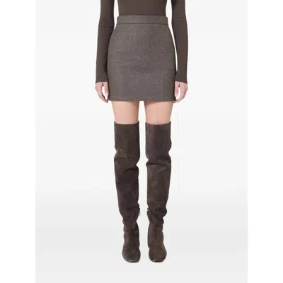 Max Mara Wool Miniskirt In Brown