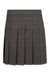 Max Mara Studio Alcuno Pleated Mini Skirt In Grey