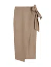 Max Mara High Waist Midi Wrap Skirt With Tie In Neutral