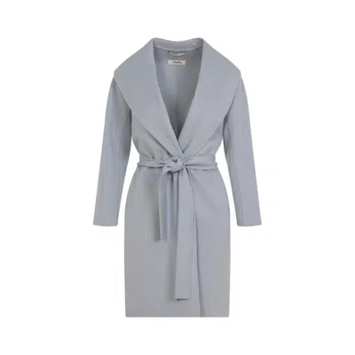 Max Mara Sky Blue Messi Wool Coat In Gray
