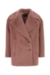 Max Mara Cappotto Slam In Eco Pelliccia Rosa Donna In Brown