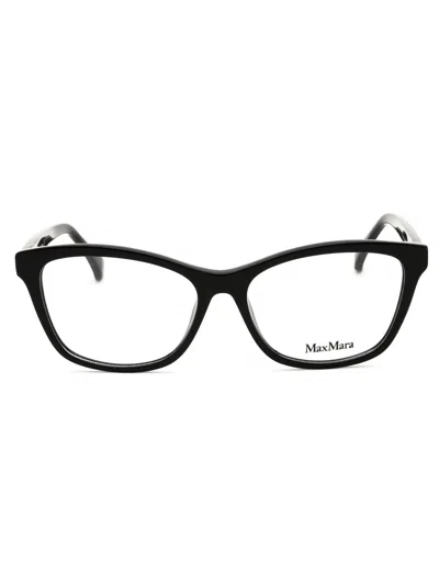 Max Mara Sleek Rectangular Eyeglasses In Black