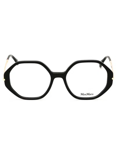 Max Mara Sleek Round Frame Eyeglasses For Men In Black