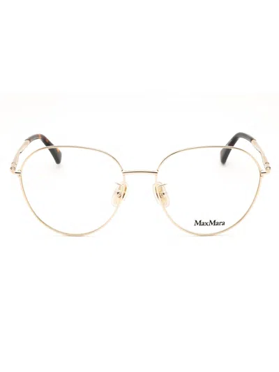 Max Mara Sleek Round Metal Eyeglasses For Women In Gold
