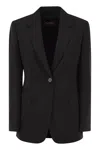 Max Mara Sleek Single-breasted Blazer In Wool Satin Crepe In Beige