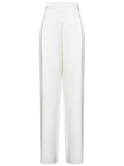 Max Mara Sleek White Trousers With Tailored High Waist