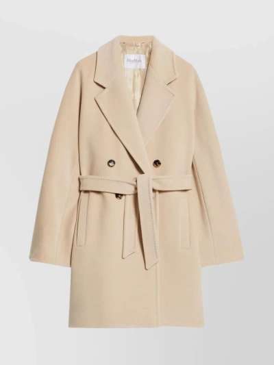 Max Mara Pila Double Breasted Short Coat In Beige