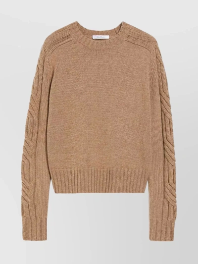 Max Mara Sleeve Profile Cable Knit Sweater In Neutral