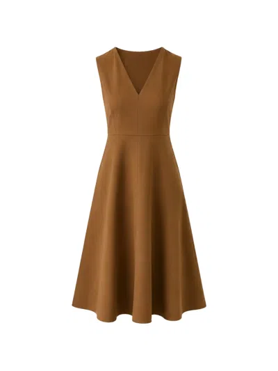Max Mara Sleeveless A-line Midi Dress In Brown