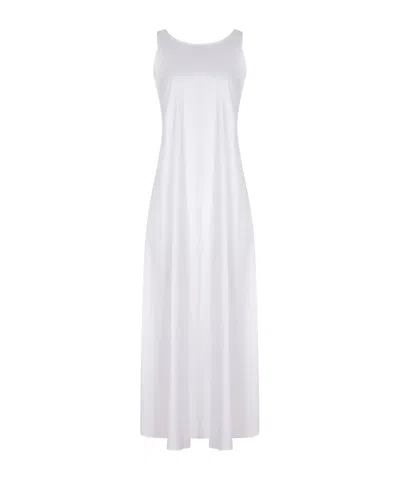Max Mara Sleeveless A-line Midi Dress In White