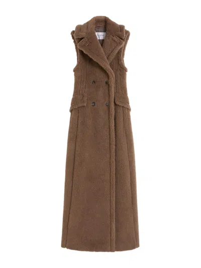 MAX MARA SLEEVELESS ALPACA AND WOOL TEDDY COAT