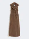 Max Mara Sleeveless Alpaca And Wool Teddy Coat In Brown