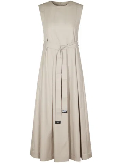 Max Mara Sleeveless Beige Midi Dress In Neutral