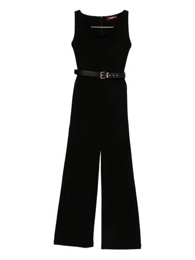 Max Mara Sleeveless Belted Jumpsuit In Black