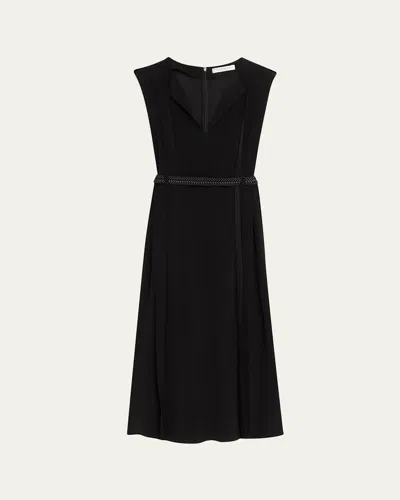 Max Mara Sleeveless Belted Midi Dress In Black