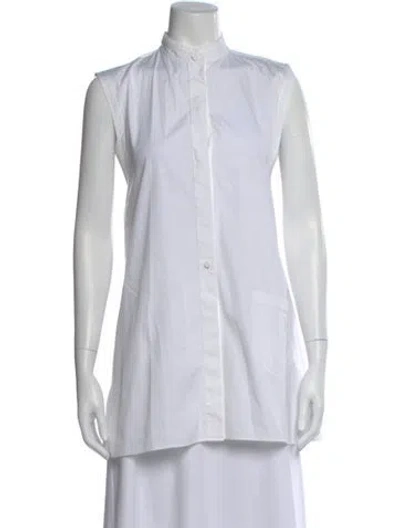 Pre-owned Max Mara Sleeveless Button-up Top In White