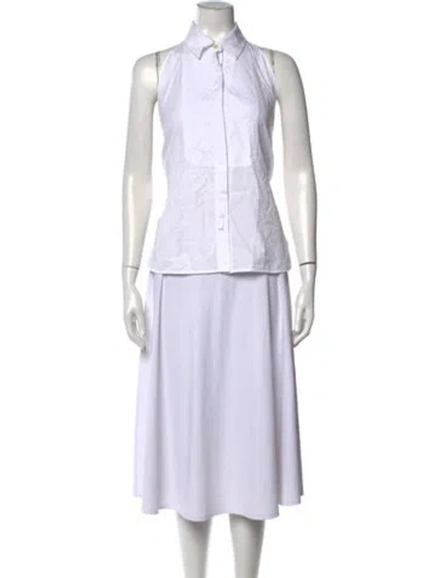 Pre-owned Max Mara Sleeveless Button-up Top In White