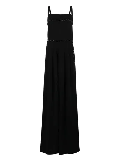 Max Mara Sleeveless Cady Jumpsuit In Black
