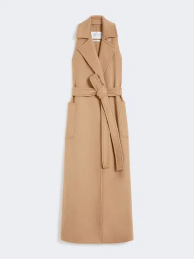 Max Mara Sleeveless Camel Coat In Brown