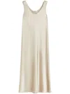Max Mara Sleeveless Camel Dress With Flowing Silhouette In Neutral