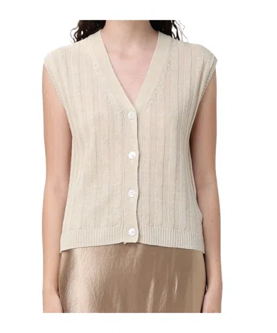 Max Mara Sleeveless Cardigan In Neutral