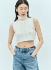 Max Mara Sleeveless Cashmere Crop Top In Cream
