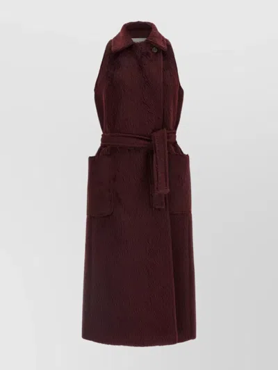 MAX MARA SLEEVELESS COAT WITH BELTED WAIST AND POCKETS