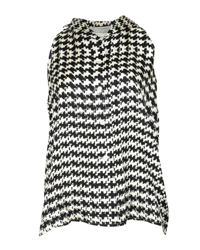 Max Mara Sleeveless Collared Blouse In Black Print Silk